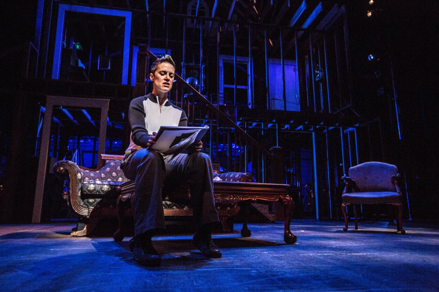 Joy Brooke Fairfield on stage as Alison Bechdel in Fun Home
