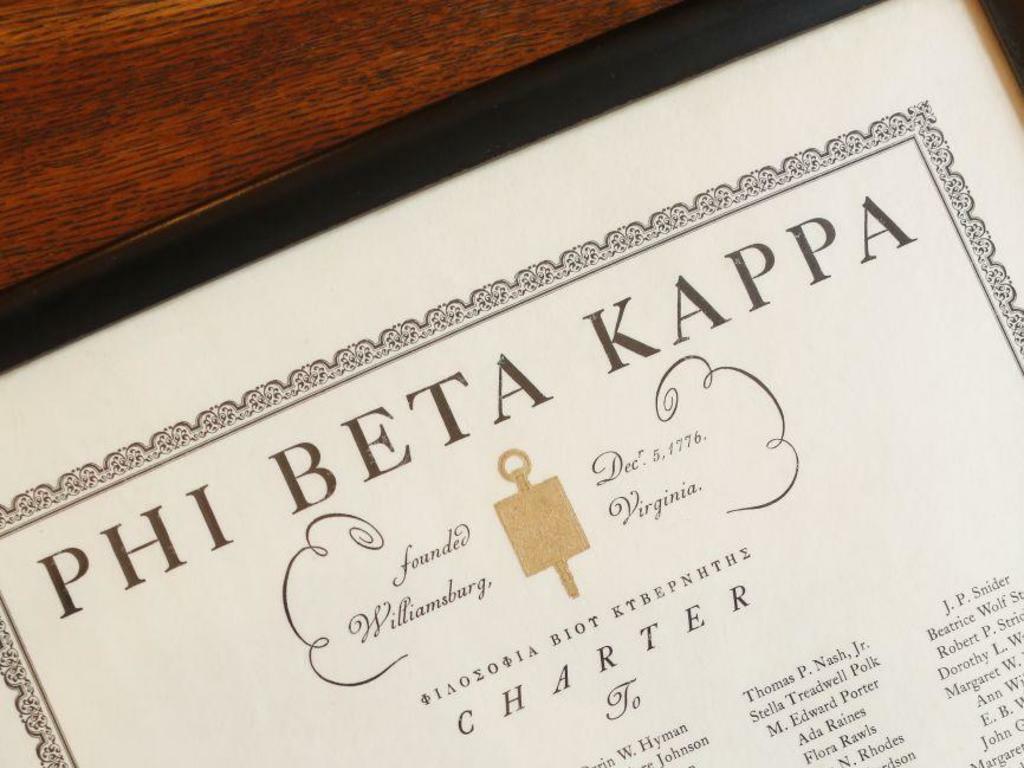 image of Phi Beta Kappa certificate