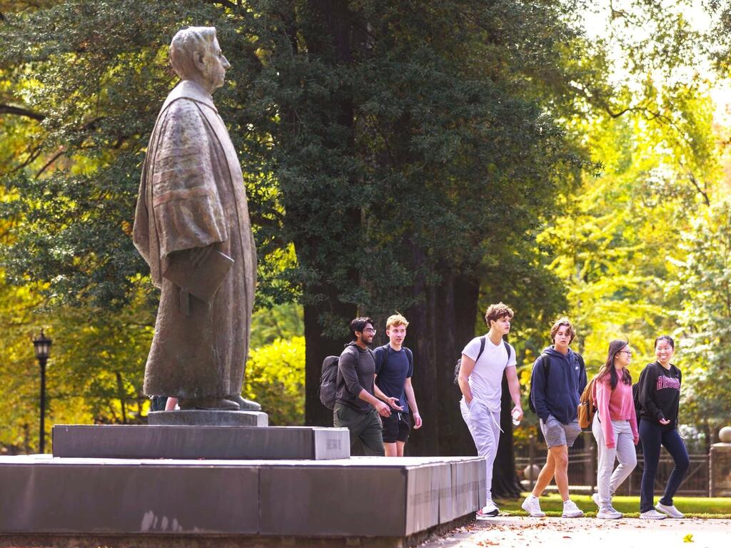 image of students walking on Rhodes College campus