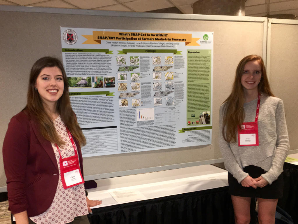 two students standing in front of a research poster