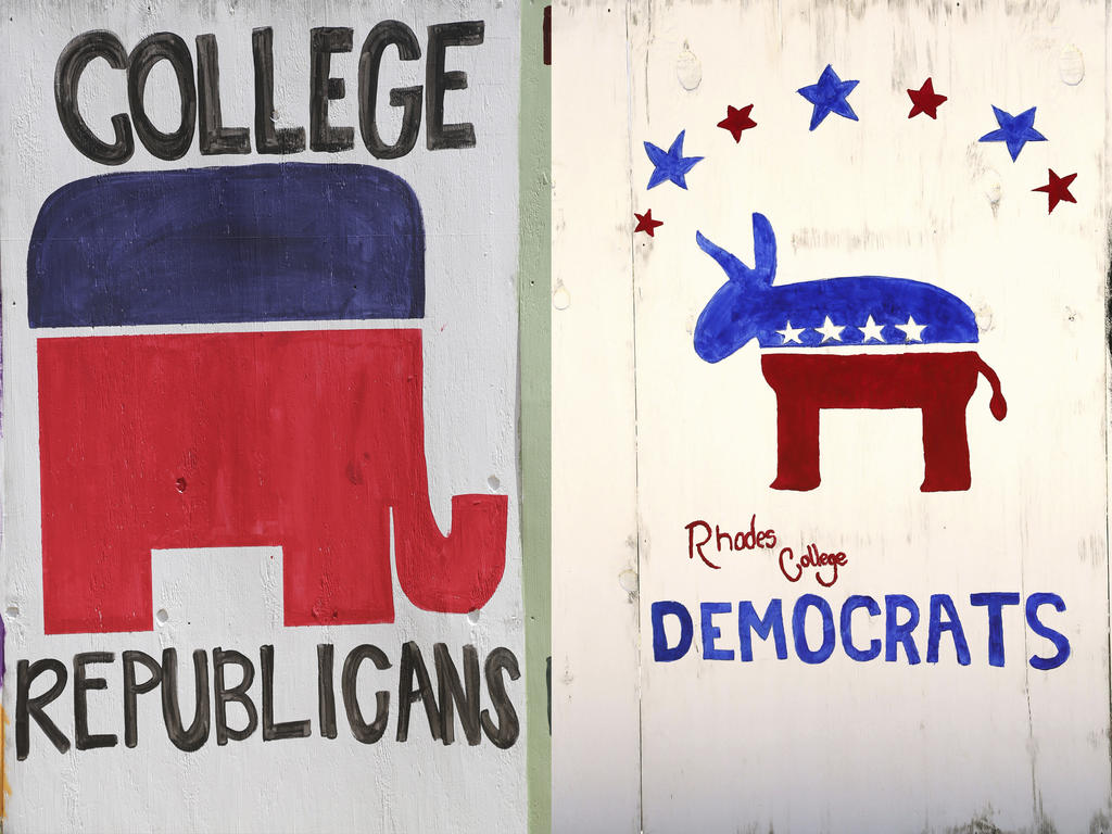 the republican party and democrat party logos side by side 