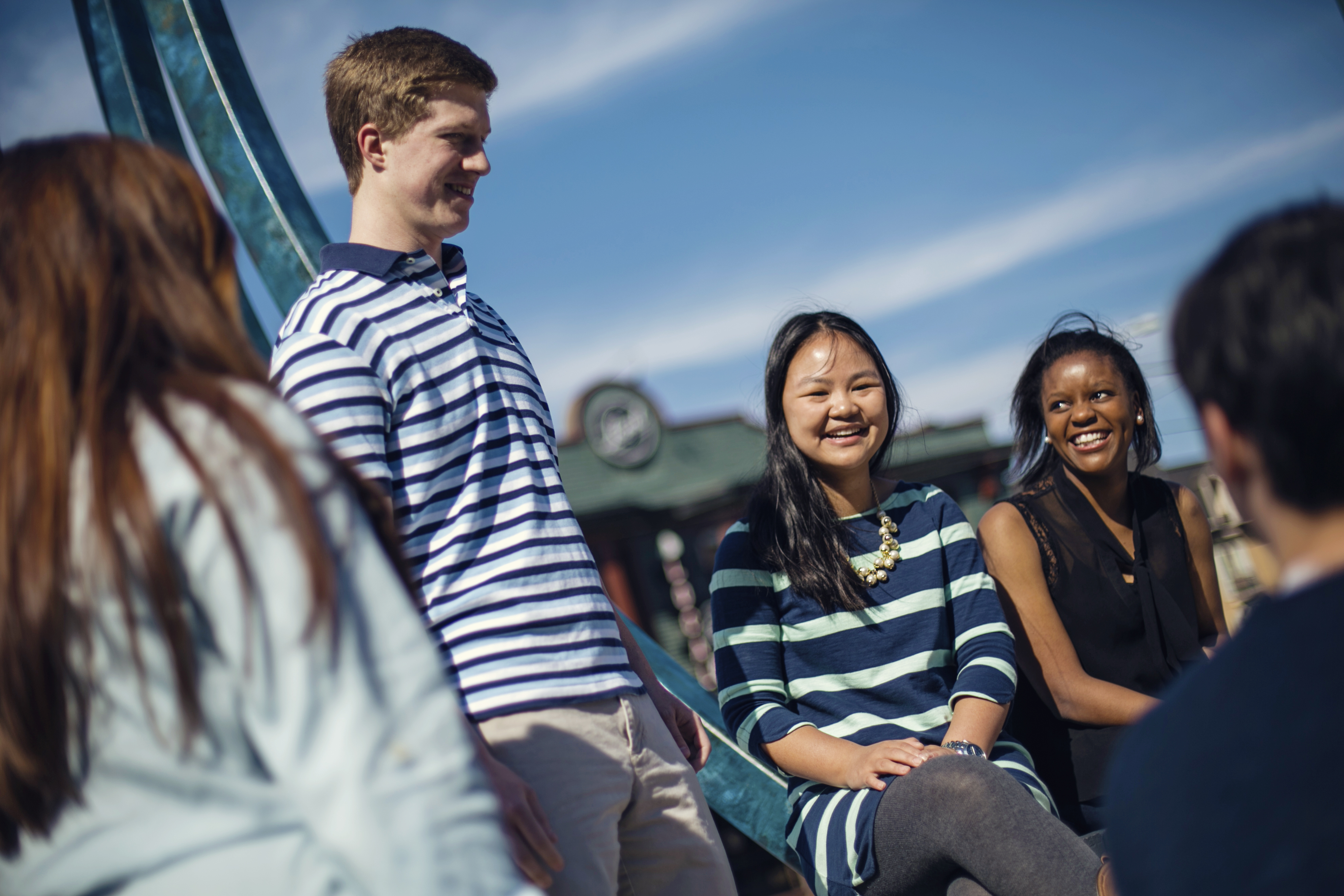 a group of students talking