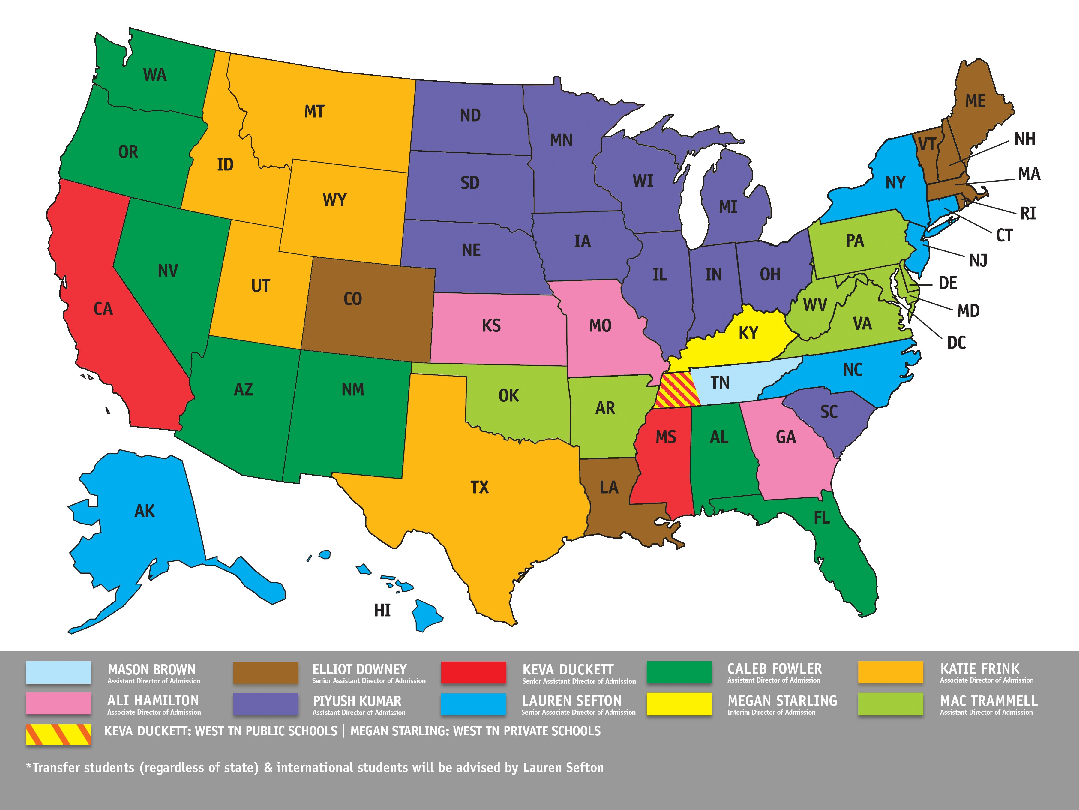 a colored map of the United States
