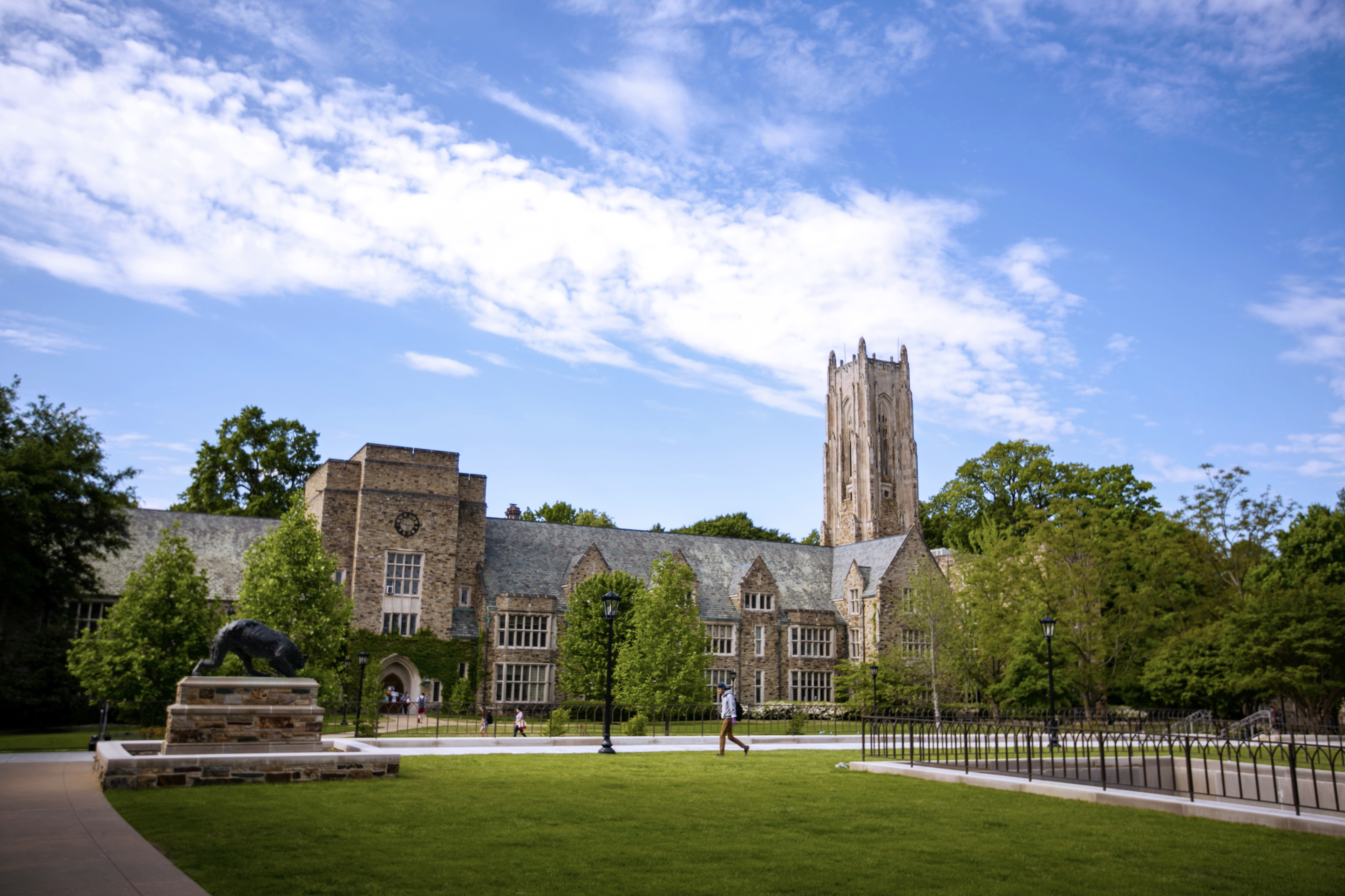 a view of a Collegiate-Gothic building 