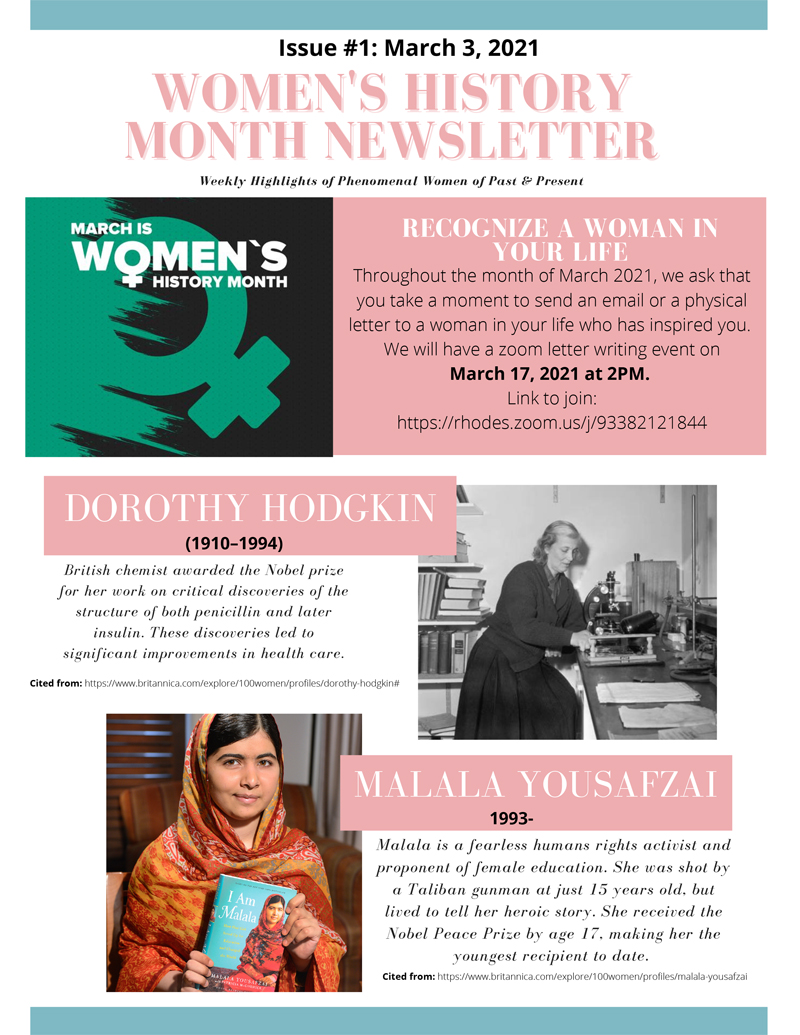 a newsletter for Women's History Month