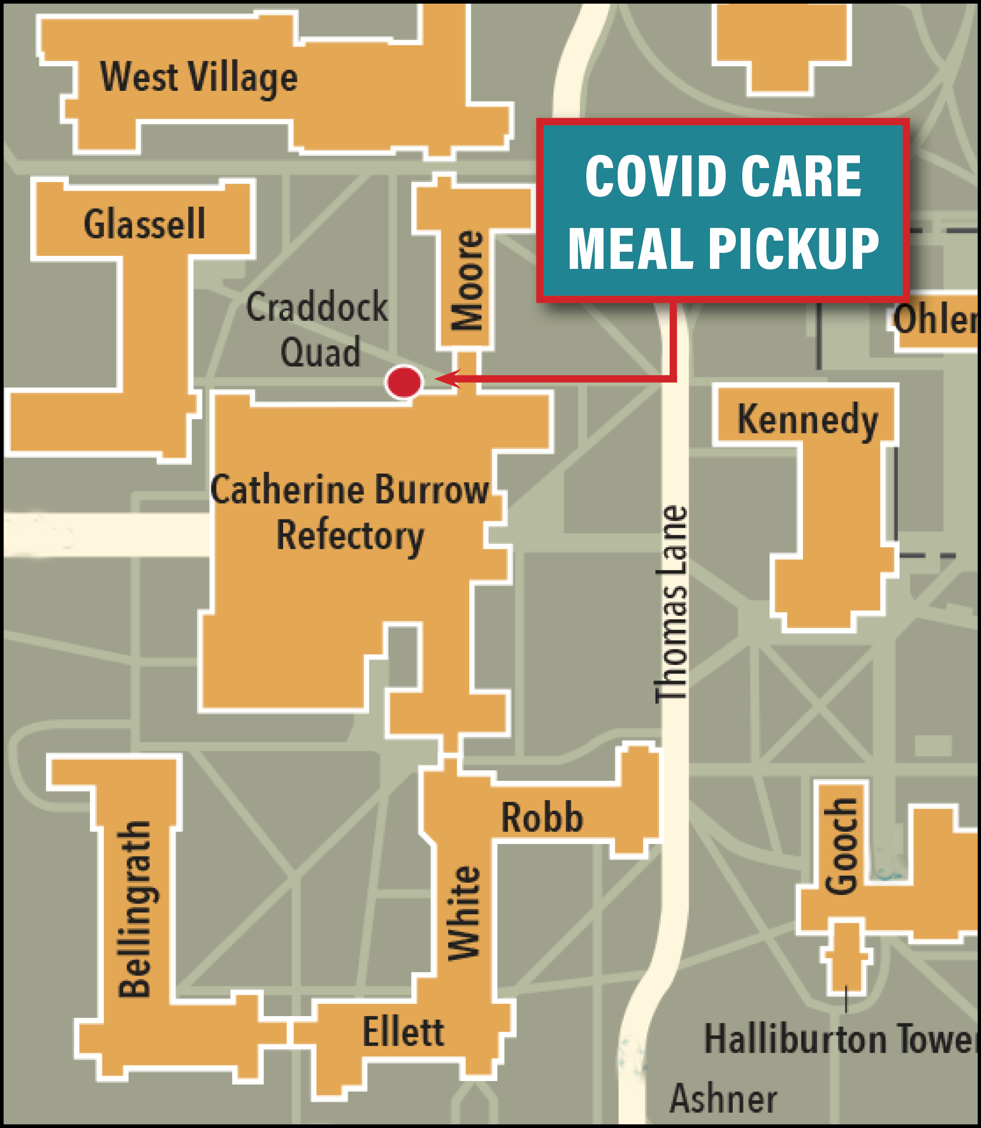 detail map of the area around the Refectory
