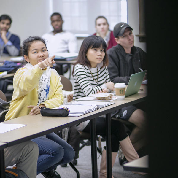 students interacting in a classroom