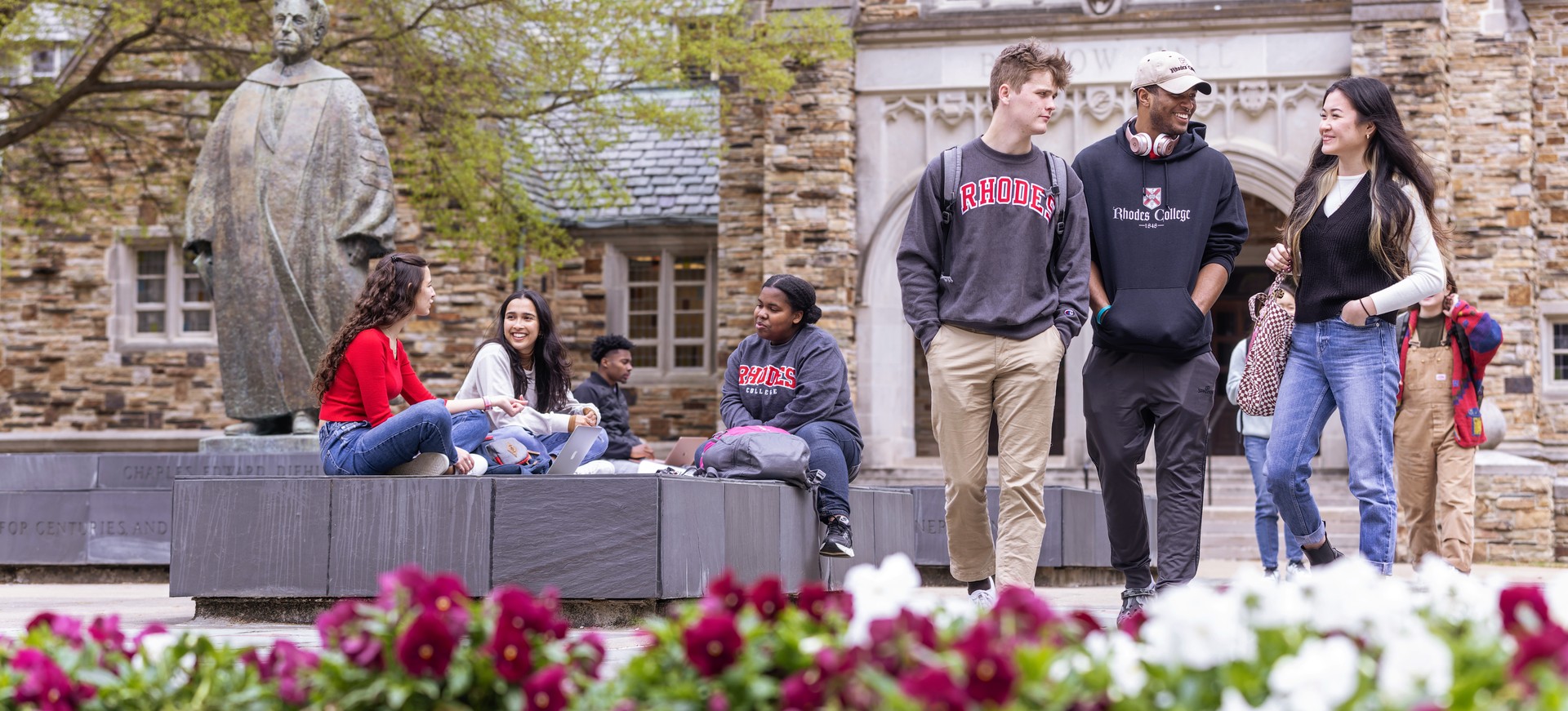 students talking on Diehl Plaza
