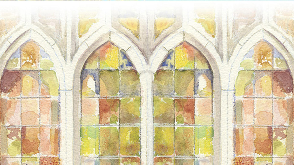 Watercolor illustration of windows