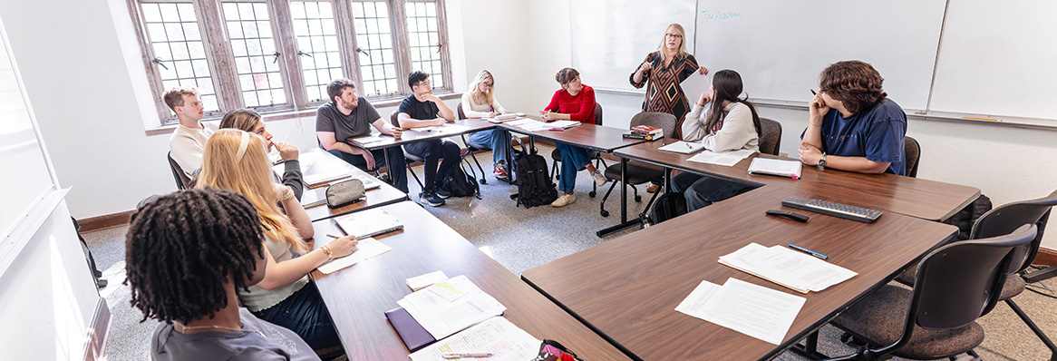 a classroom with students