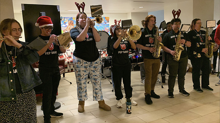 a group plays various instruments