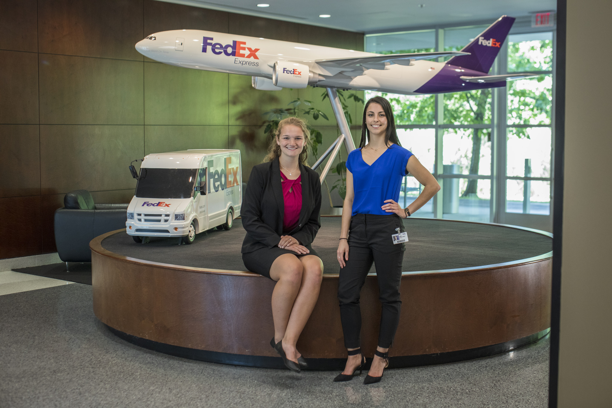 Two students at FedEx headquarters