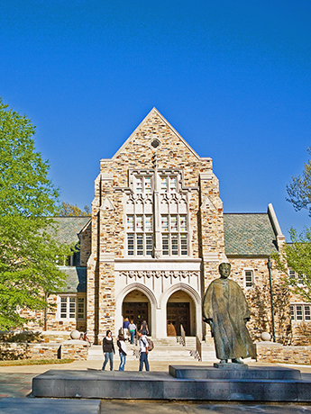 A building in the particular style of Rhodes' campus design.