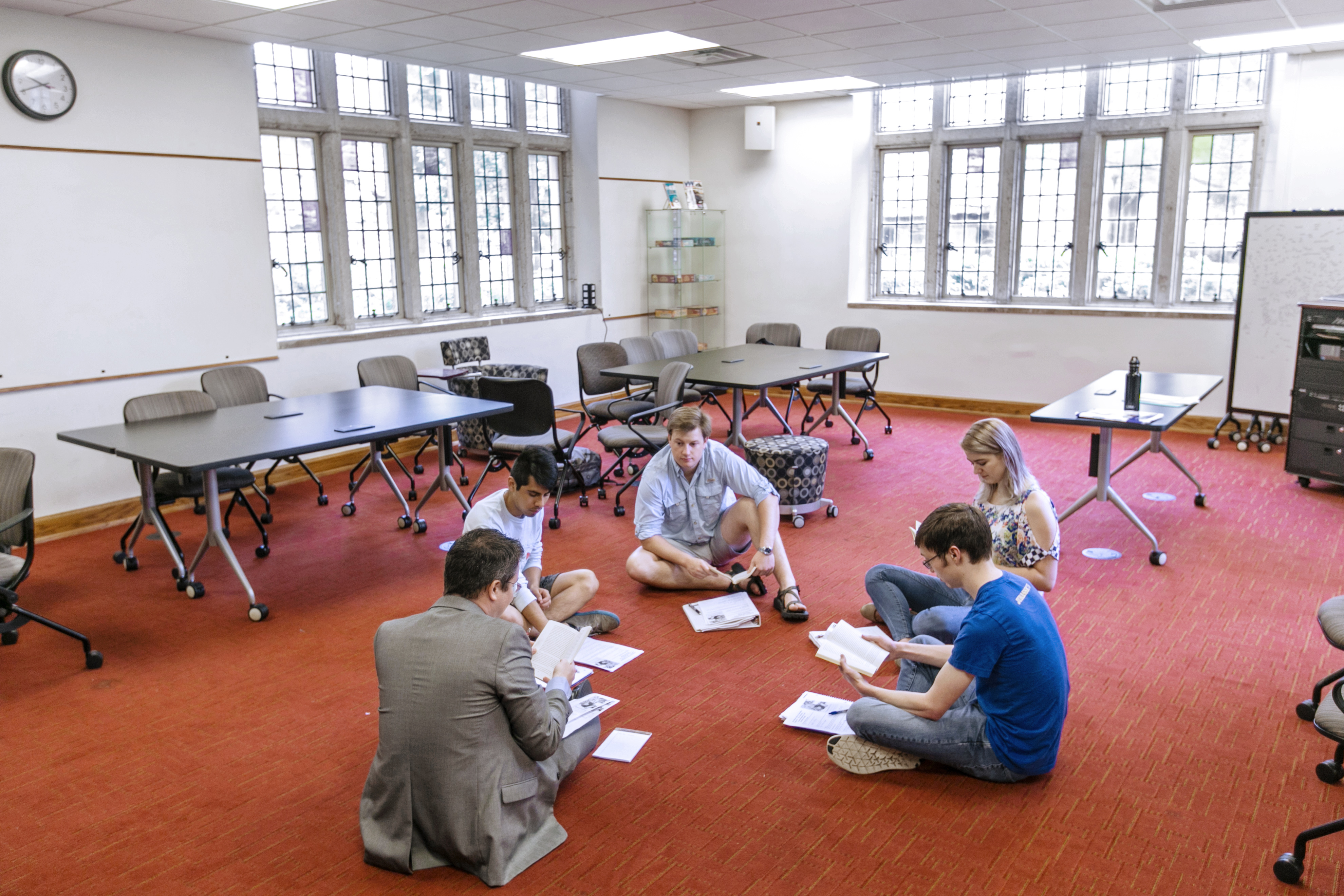 A group of students studying