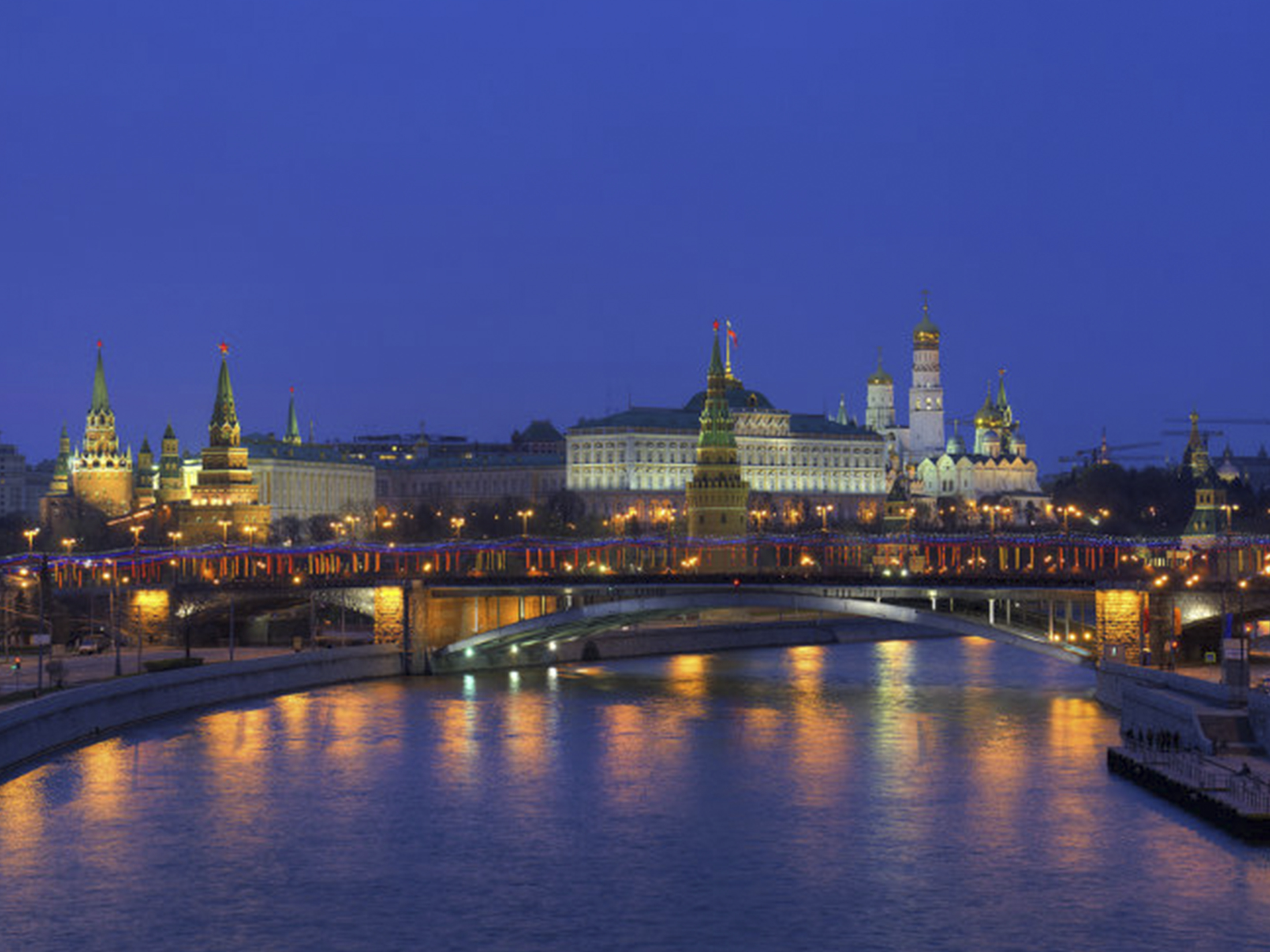 a russian skyline at night