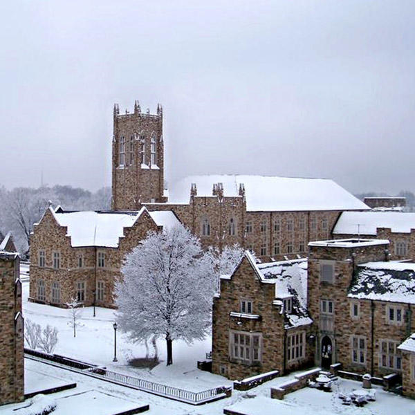 Barret Library covered in snow