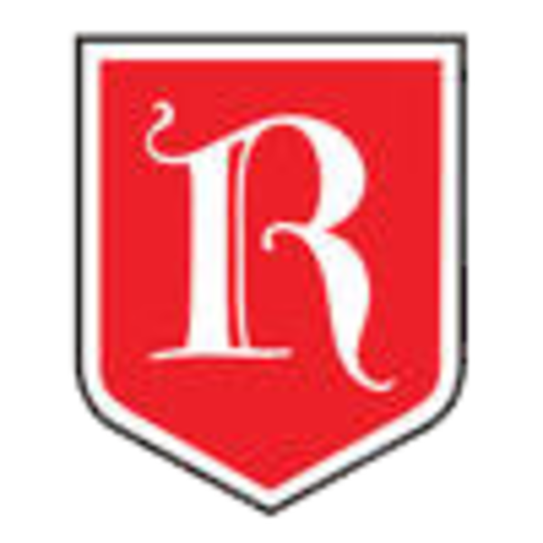 a Gothic R on a white background