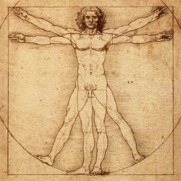 a drawing from Leonardo Da Vinci of a man
