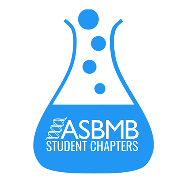 The ASBMB Logo - an abstract rendering of an erlenmeyer flask with blue bubbles coming from the top.