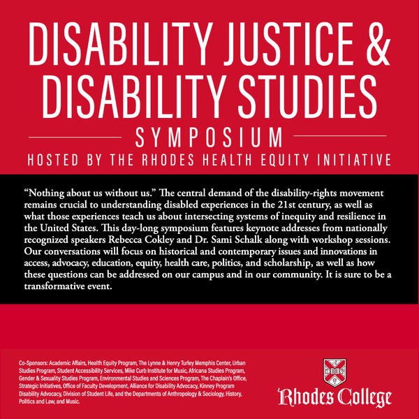 September 30 Disability Justice & Disability Studies Symposium Rhodes College
