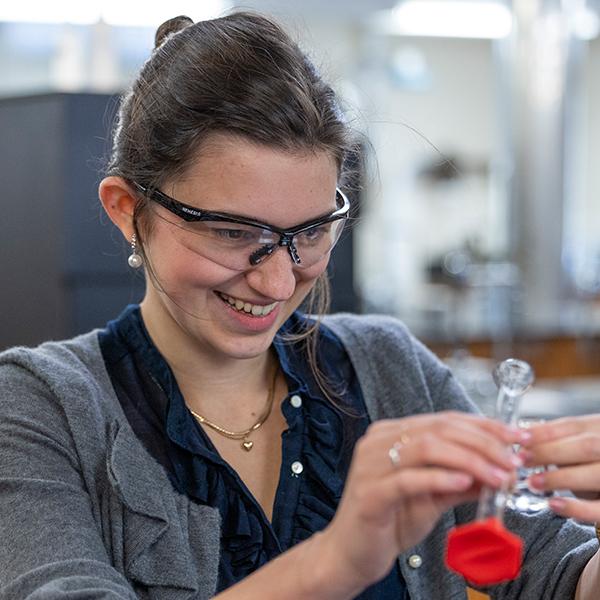 a student works in a lab