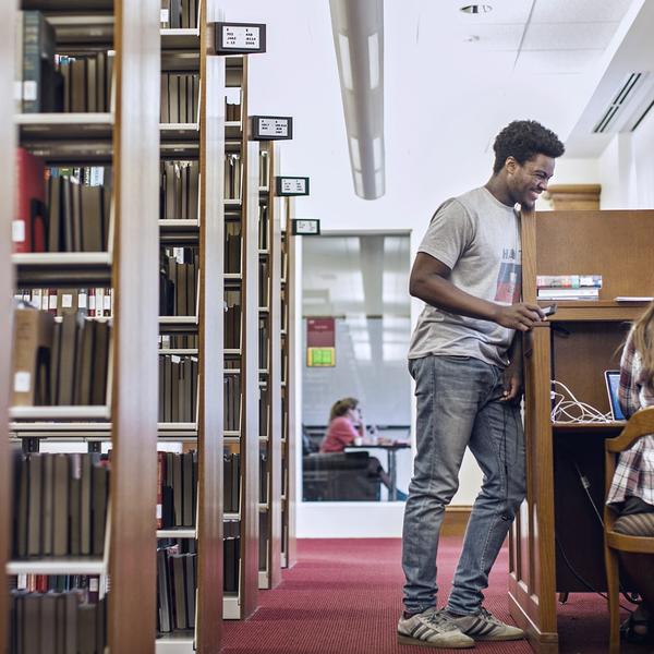 a student in the library