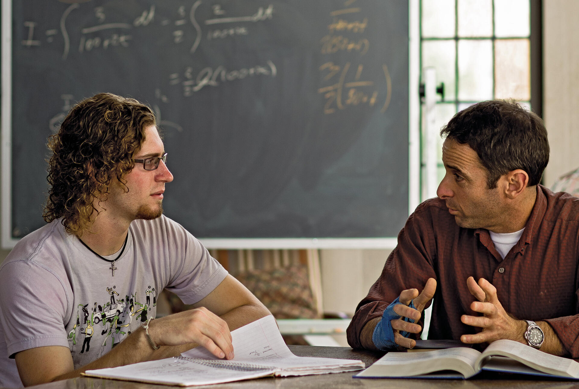 Student and professor speak