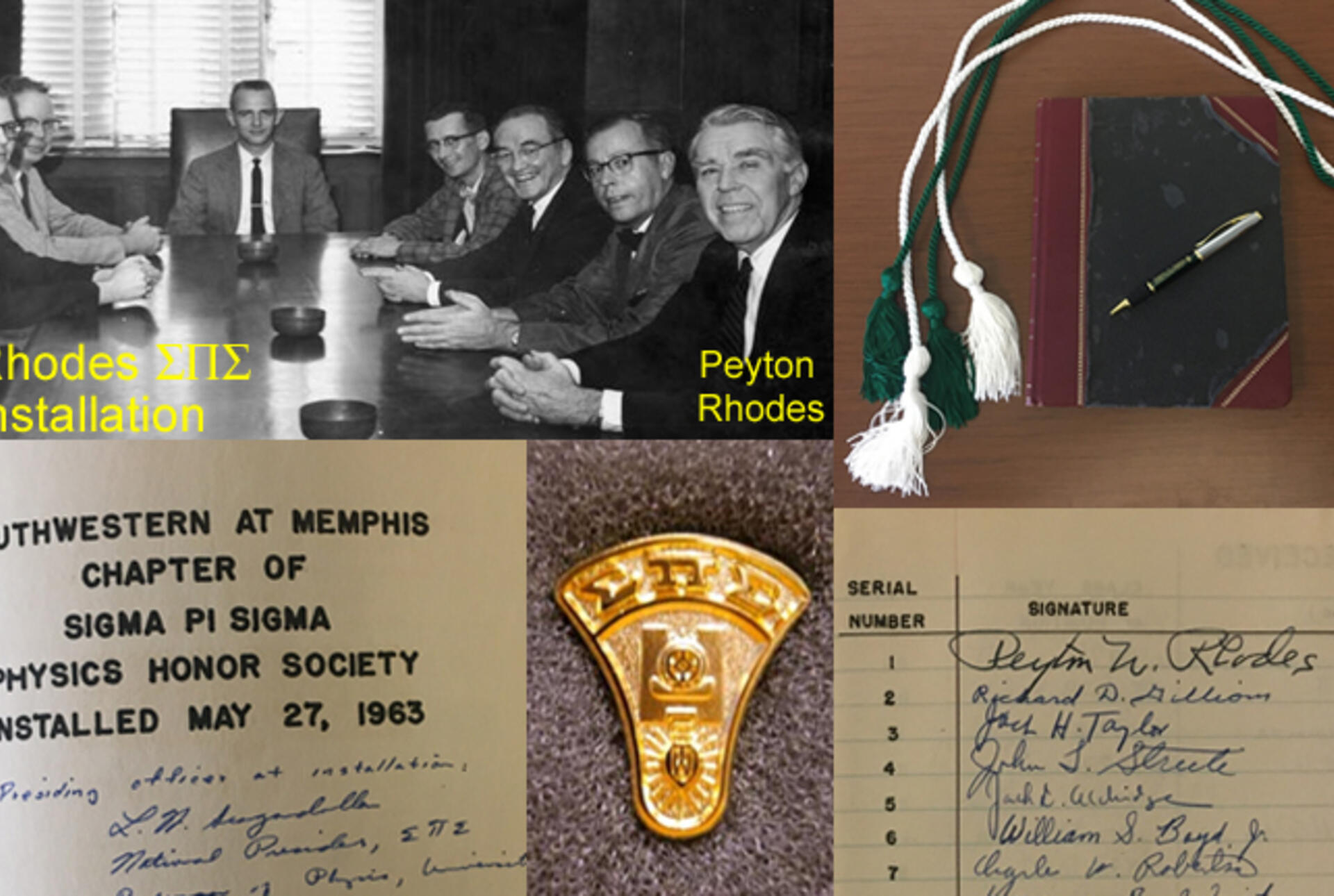 images of Sigma Pi Sigma memorabilia
