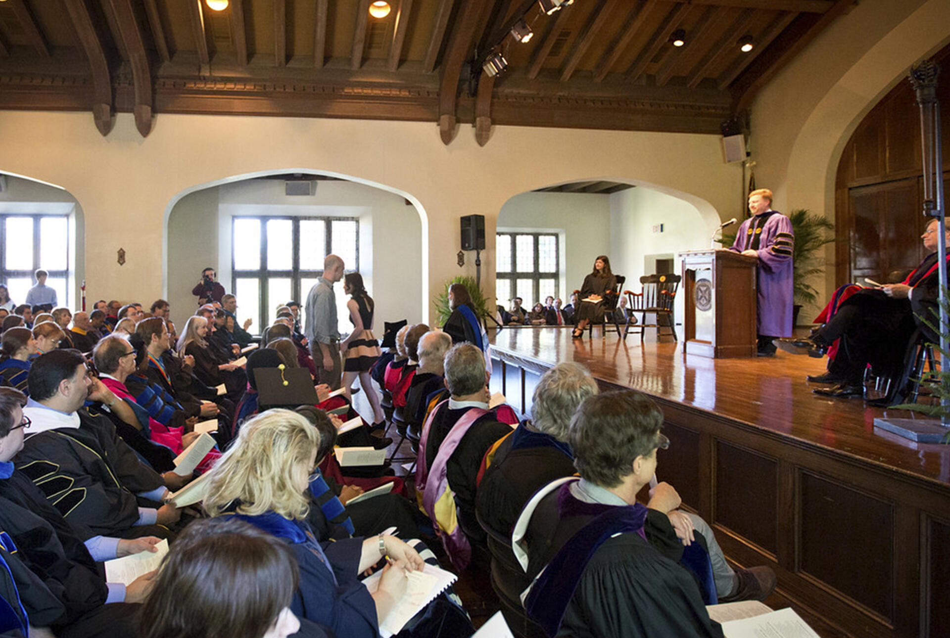 a group of faculty members at an awards ceremony