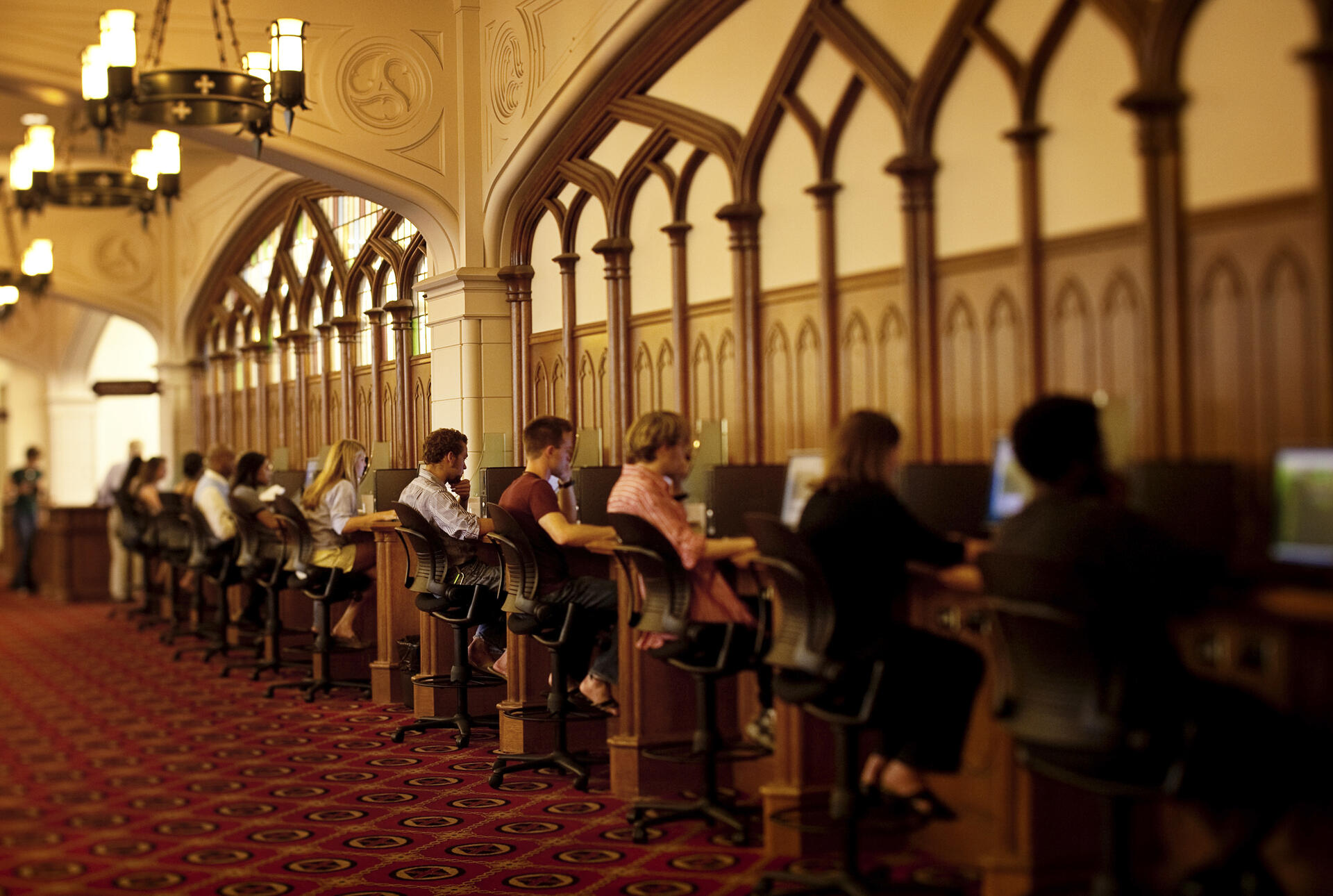 students sitting at computers in the library