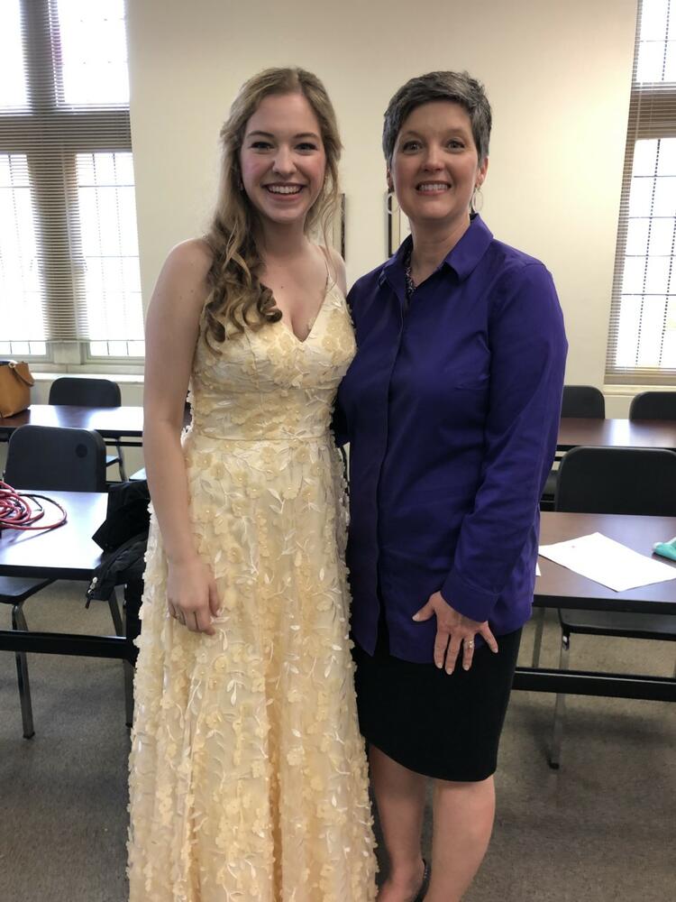 Isabel at her senior vocal recital with Dr. Carole Blankenship