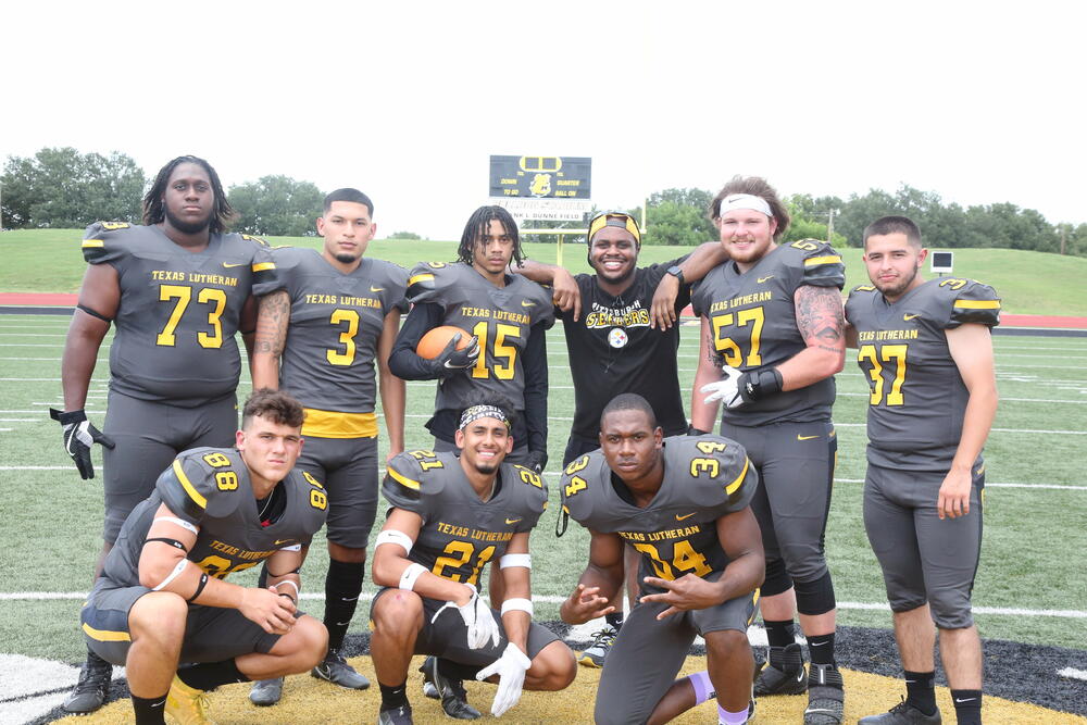 Bryce Hayes with the TLU football team