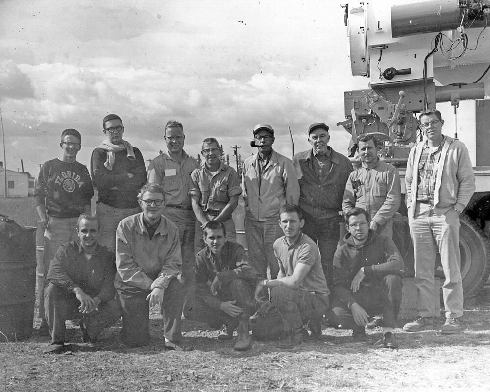 a black and white photo of the Alaska nexpedition members