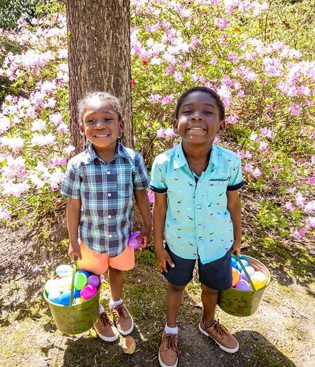 children with easter baskets