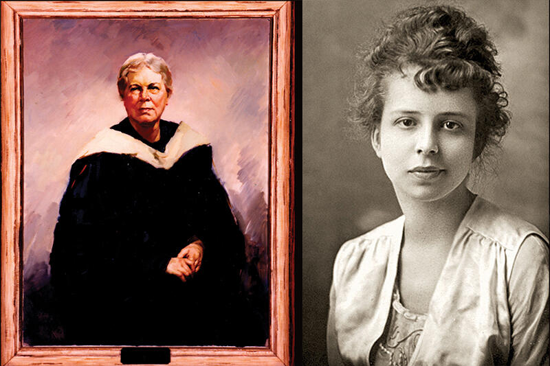 a composite portrait of two women