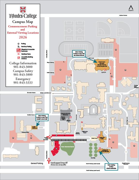 a map of parking locations on Rhodes campus