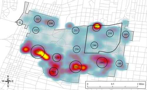 district heat map of one part of Memphis