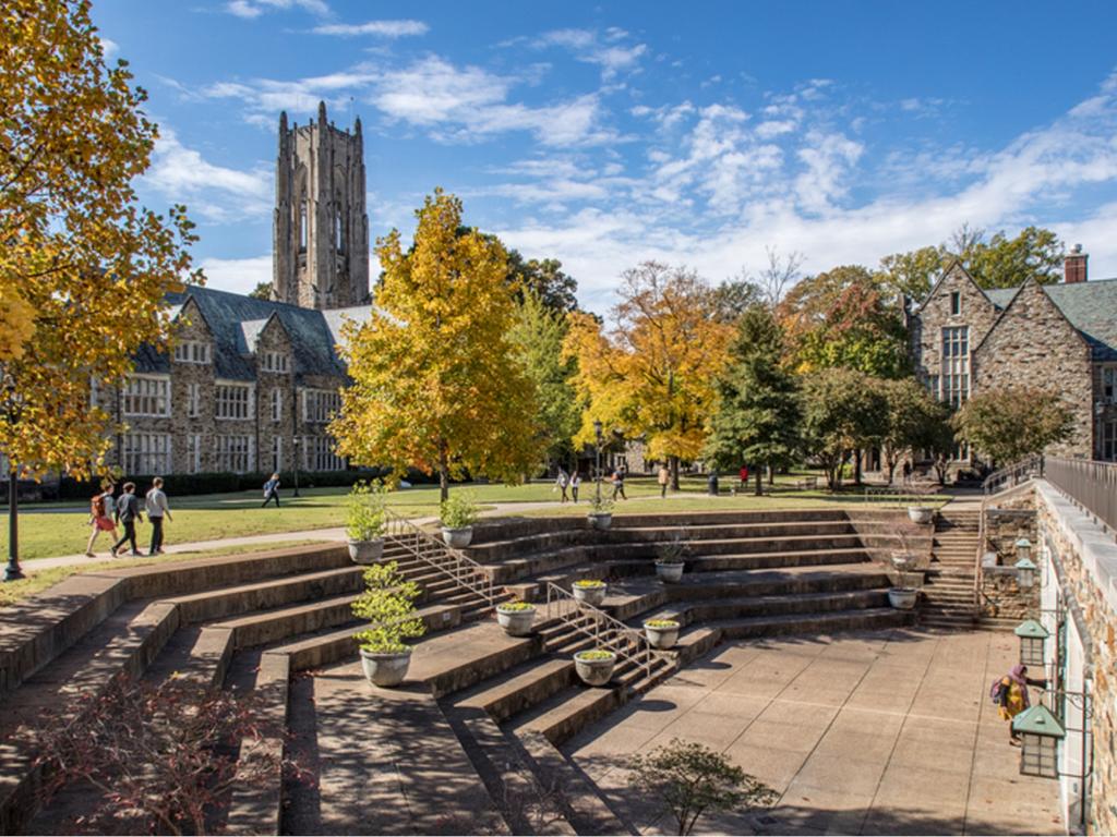 Image of Rhodes College campus and fall trees